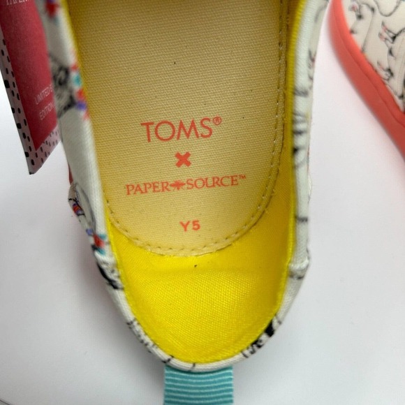 Toms Youth Girls Size 5 Alpargata Ivory Paper Source Floral Llamas Print - Picture 6 of 16
